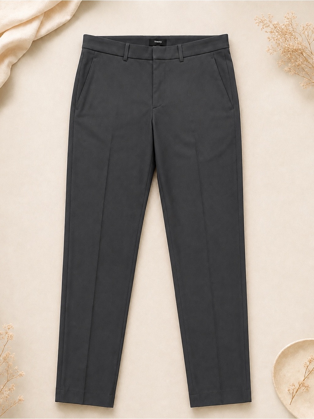 Theory Dark Charcoal Gray Tailored Straight Leg Pants Size 30